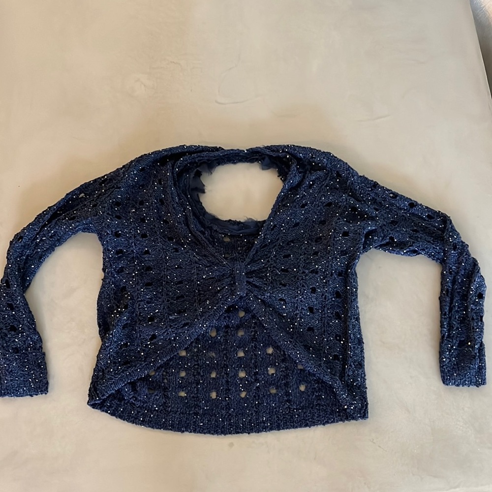 Navy Sweater with Silver Detailing, Beautiful Front Detail